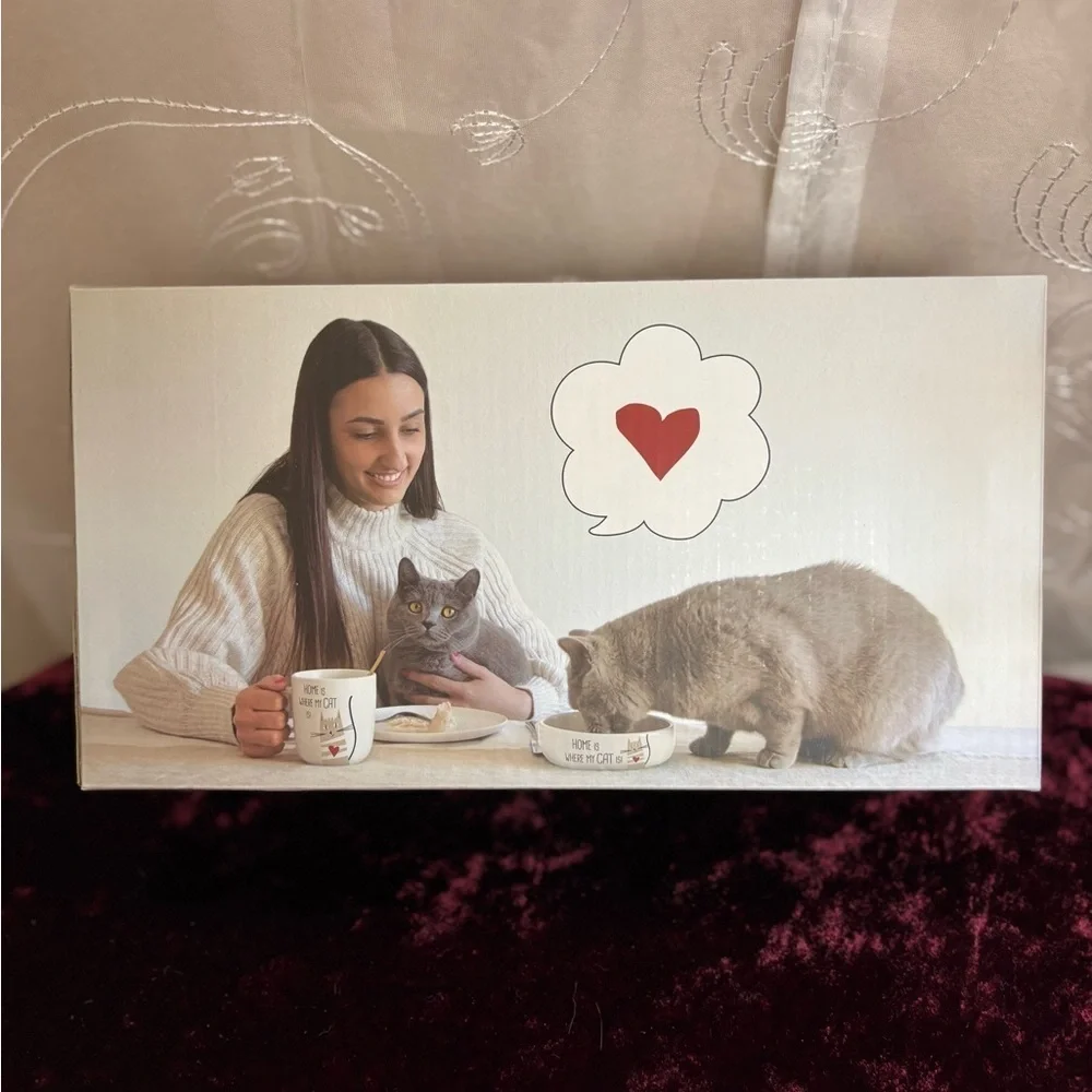 Cat Lovers Ceramic Bowl/Mug Set , NIB